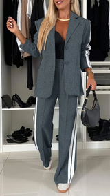 Trendiges Damen Trainingsanzug Set mit Blazer & Hose – Komfort & Stil – Dunkelgrau