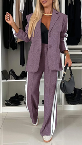 Trendiges Damen Trainingsanzug Set mit Blazer & Hose – Komfort & Stil – Paars