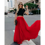 Yasmin-  Damenmode Lässiger langer Rock – Rot