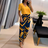 Brigitte - Trendiges set mit bluse und hose – Gelb-Blau