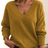 Joelle | Lässiger Pullover mit V-Ausschnitt – Gelb
