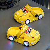 KidVroom - LED Autoslipper Für Kinder Mit Leuchtenden Rädern Und Riemen – Gelb