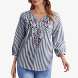 Casual Blumenbluse – Tiefblau