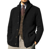 Klassische gestrickte herrenjacke mit knöpfen – Schwarz