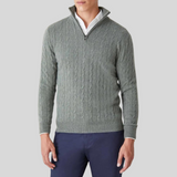 Hochwertiger kaschmir-herrenpullover mit reißverschluss – Grau
