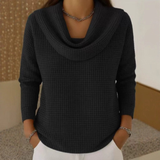 Danela – Eleganter Pullover Mit Wasserfallausschnitt – Schwarz