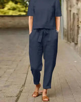 Libelle | Damen Moderne Hose und Oberteil Set | Zweiteilig – Marineblau