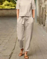 Libelle | Damen Moderne Hose und Oberteil Set | Zweiteilig – Khaki