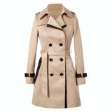 Damen Elegante Trenchcoat mit Gürtel | Lässig – Khaki