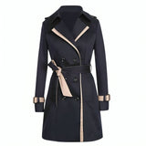 Damen Elegante Trenchcoat mit Gürtel | Lässig – Schwarz