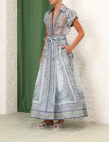 Zweiteiler-Set mit Bluse & Maxi-Rock im Paisley-Stil – Urban & Elegant – Blau