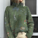 Arvessa | Warmer Blumiger Poloshirt – Animal Design