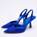 Damen Pumps | Slingback Ausführung mit funkelnden Akzenten – Blau