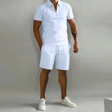 Milan - Polo mit Zip und Shorts-Set – Weiß