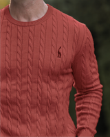 Zopfmuster Pullover für stilvolle Herren – Rostbraun