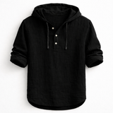Alton - Atmungsaktiver Leinen-Hoodie – Schwarz