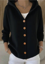 Alsira - Soft-Touch-Kapuzenstrickjacke – Schwarz