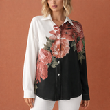 Elegante Damenbluse mit Blumenprint und Knopfverschluss | Carlijn – Schwarz