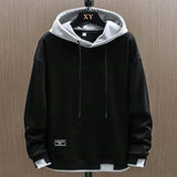 Zwei-Ton Kapuzenpulli im Oversized-Stil – Schwarz