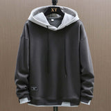 Zwei-Ton Kapuzenpulli im Oversized-Stil – Grau