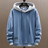 Zwei-Ton Kapuzenpulli im Oversized-Stil – Blau
