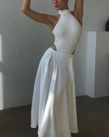 A-Linien Rock lang | Maxi Rock mit hoher Taille – Weiß