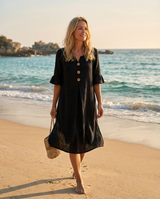 Kallista - Luftiges Leinenkleid – Schwarz