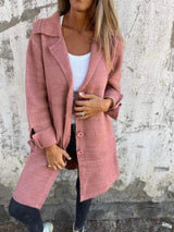 Isabella – lässige lange jacke mit umschlag – Rosa