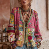 Galissa - Soft-Touch-Strickjacke mit V-Ausschnitt – Pink