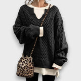Marielle – Strickpullover mit V-Ausschnitt – Schwarz