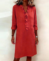 Dorelle - Luftiges Rüschen-Shirtkleid aus Leinen-Mix – Rot