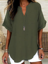 Xalina - Bluse mit weicher Haptik und Ausschnitt-Detail – Olivgrün