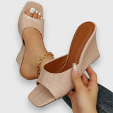 Jasmin – Keilabsatz Sandalen – Apricot