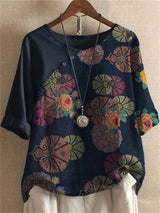 Adoria – Bluse Mit Boho Blumenmuster Und Knöpfen – Schwarz