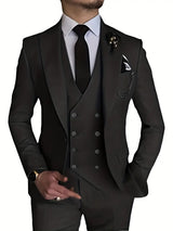 Herren Business-Set | Blazer, Weste und Hose in klarer Form – Schwarz