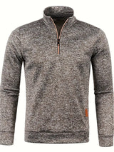 Tasche - stylischer fleece-herrenpullover mit halbem reißverschluss – Kaffee