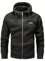 Jamir – warme fleecejacke für herren mit hapuze – Schwarz