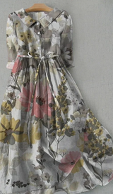 Ilse - Vintage-Blumenkleid – Grau
