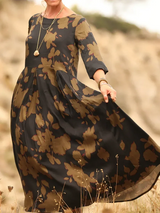 Noellaa – Bequemes Plissee-Kleid aus Baumwolle Und Leinen – Braun