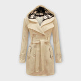 Elyana – Warmer Wintermantel mit Kapuze – Beige