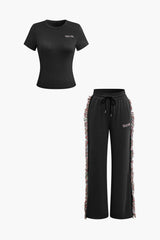 Jade | Freizeit-Set mit Fransen-Details – Schwarz