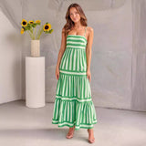 Sabrina - Maxikleid mit frischem Streifenmuster und eleganter Passform – Grün