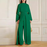 Natalia - Eleganter Jumpsuit mit Umhang – Grün