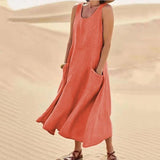 Tina™ - Sommer Leinenkleid – Orange