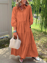 Amara | Maxi Kleid aus Baumwolle für den Alltag – Orange