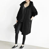 Blesyn – lange windjacke mit kapuze – Schwarz