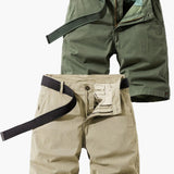 Herren-Bermudashorts mit Gürtel für Sommer- und Outdoor-Aktivitäten – Armeegrün + Khaki