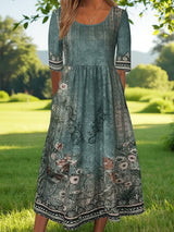 Jeeni – Kurzärmeliges Kleid Mit Blumenmuster – Grün