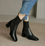 Damenstiefel – mit stützendem absatz und dehnbarem material – Schwarz