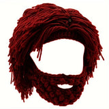 Grantley – Beanie im Punk Stil mit Integrierter Glatter Perücke – Rot